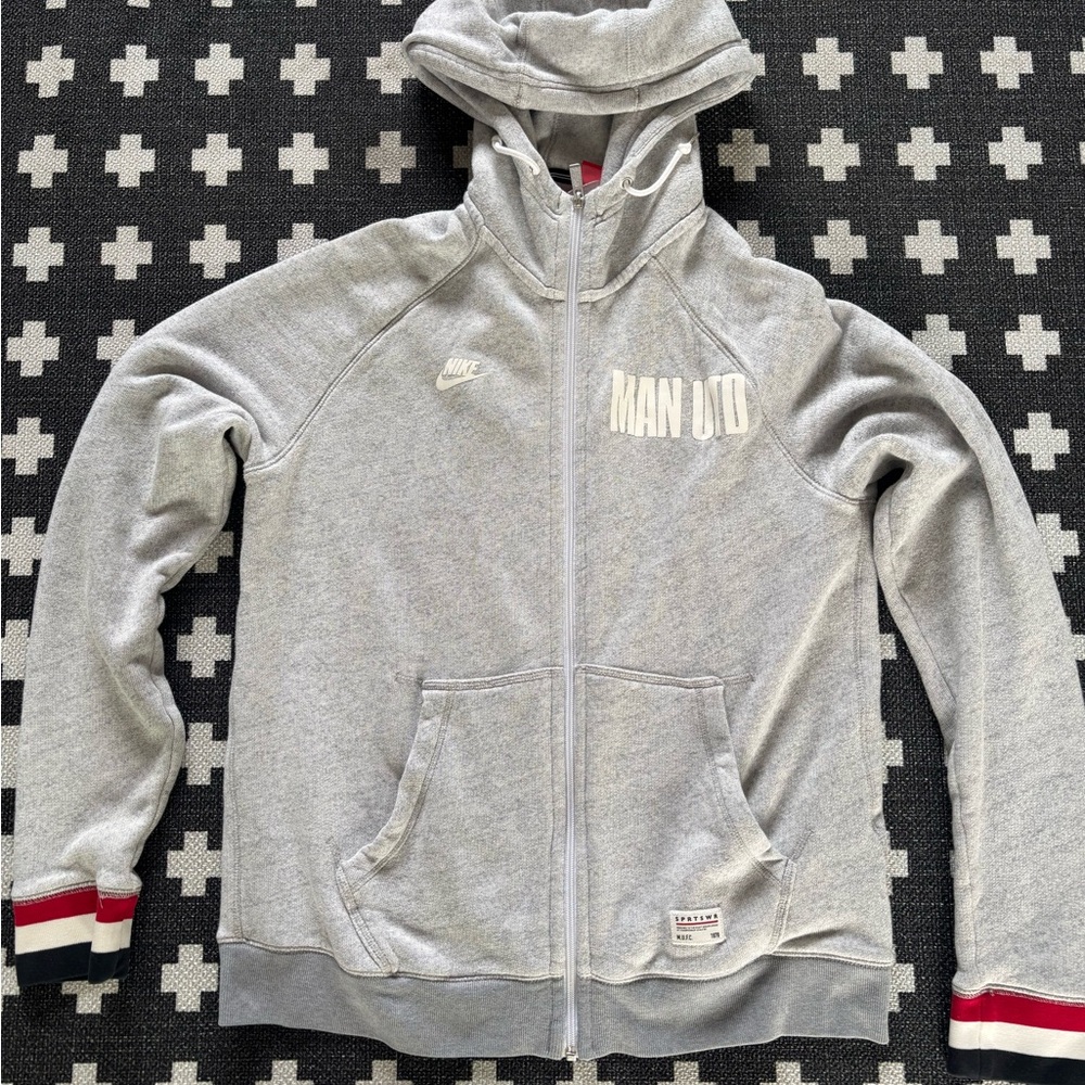 Manchester United,Nike Heather Gray MUFC Zip Hoodie